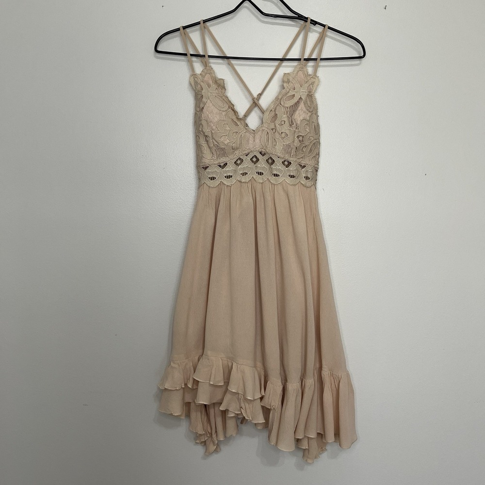 Wishlist Asymmetrical Tiered Ruffle Mini Dress Women's S Fairy Boho Babydoll